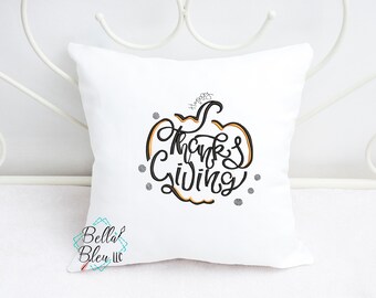 Happy Thanksgiving - Pumpkin Thanksgiving embroidery design - satin stitch -  Thanksgiving embroidery design