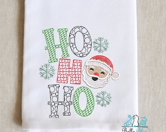 Christmas Embroidery Design, Ho Ho Ho Santa Motif Embroidery Design,  Instant download