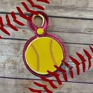 Baseball Softball Taschenanhänger - ITH Taschenanhänger - Baseball Design - Softball Design - Maschinenstickerei Instant Download