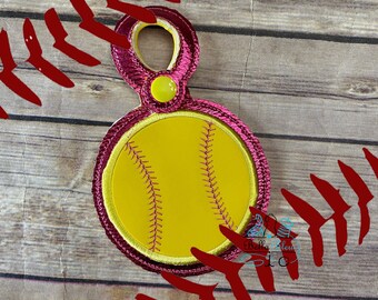 Baseball Softball Bag Tag - ITH bag tag - Baseball Design- Softball Design -  machine embroidery Instant Download