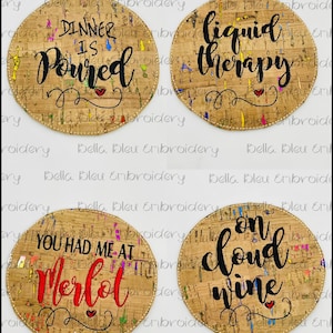 ITH Coaster Embroidery Design -  Funny Wine Sayings Coaster Embroidery Design- Instant Download