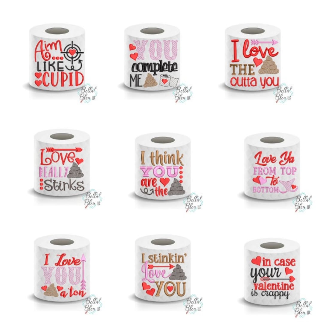 Toilet Paper Machine Embroidery Design Valentines Toilet Paper Designs