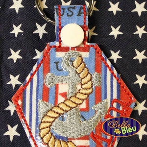 ITH in the hoop Navy Armed Forces Key Fob Luggage Tag Keychain  machine embroideryInstant Download