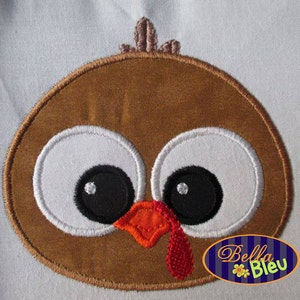 Adorable Thanksgiving Turkey Face Head Machine Applique Embroidery Designs Design