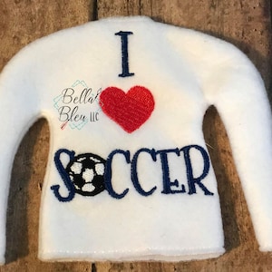 Elf Sweater - ITH Elf Shirt - I Love Soccer Elf Sweater - In the hoop machine embroidery design - instant download - Inspired Friends