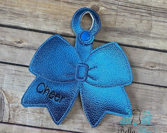 Cheer Bag Tag - ITH bag tag - Sports bag tag -  Cheer Bow - machine embroidery Instant Download