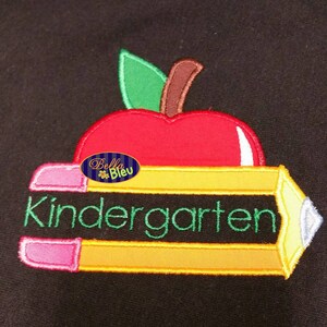 Back to School Split Chubby Pencil and Apple Applique Embroidery Designs Design Instant download