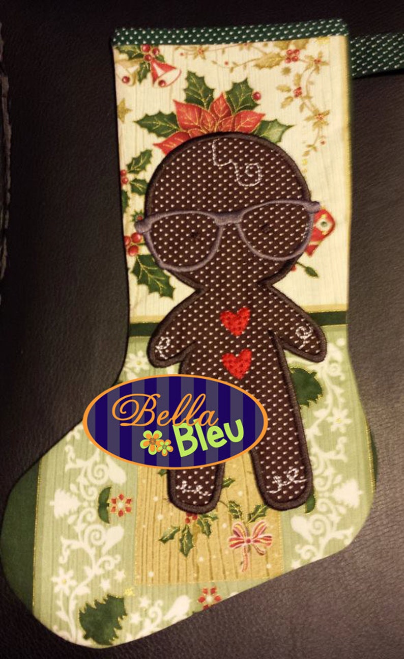 In the Hoop Christmas Geek Gingerbread Boy Stocking Embroidery Etsy
