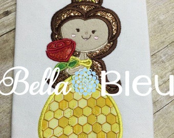 Princess Embroidery Design -  Inspired Belle Beauty applique embroidery Design- Instant Download