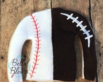 ITH - In The Hoop Elf -Baseball Softball Football split - Sweater Shirt  Machine Embroidery Design, Christmas Embroidery - Instant download