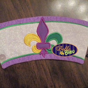 In the Hoop Mardi Gras Mug Coffee Sleeve  Embroidery Applique design machine