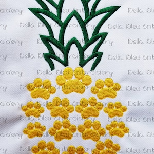 Cat Dog Paw Prints  Embroidery Design -  Pineapple Paw Print Embroidery Design- Instant Download