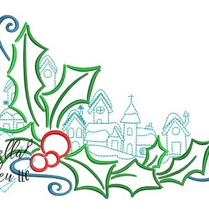 Kerst borduurwerk-Kerstdorp #4-Bean Stitch satijn Stitch-Instant Download