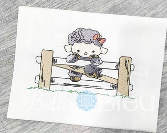 Baby Embroidery Design, Baby Lamb Sketchy Embroidery Design, Baby Sheep farm animal embroidery design, Color Blend lamb