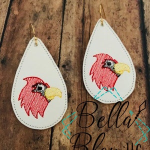 ITH Earrings - Cardinals Mascot ith embroidery design - ITH machine embroidery - Cardinals bird embroidery design - instant download