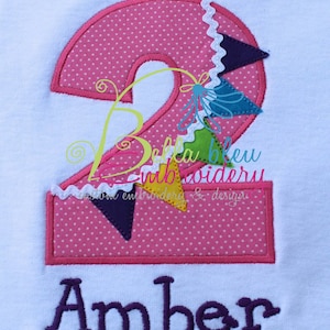 2 Second Birthday Age Raggy Banner Bunting  Embroidery Applique designmachine embroidery