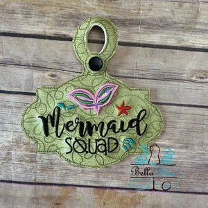 Mermaid Bag Tag - Mermaid Squad Design - ITH Bag Tag - Maschinenstickerei Instant Download