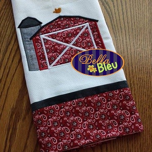 Applique Barn with Silo farm  Applique Embroidery Design instant download