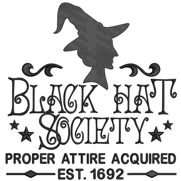 Halloween Sketchy - Black Hat Society Embroidery - Witch Sketchy Machine Embroidery design - Instant Download - Digital File