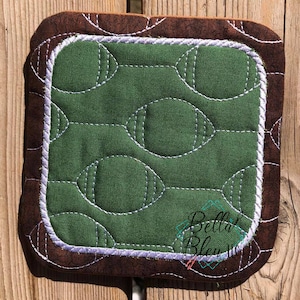 ITH Mug Rug - In the Hoop Football Mug Rug - Instant Download - Machine Embroidery Design