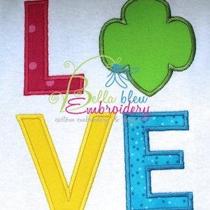 Custom Scout Love Trefoil Applique Embroidery Design Girl Instant download