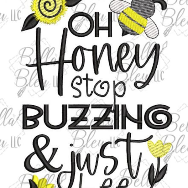Oh honey stop buzzing and just bee Sketchy Embroidery Design -  Bee Sketchy Embroidery Design- Instant Download