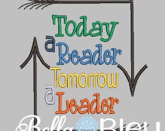 Reading Pillow Embroidery Design saying Today a Reader Tomorrow a Leader Machine Embroidery design Instant download