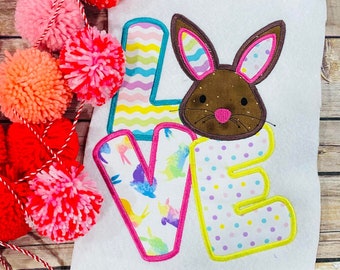Diseño de aplique de conejito de Pascua, diseño de bordado a máquina de Pascua, 5 tamaños