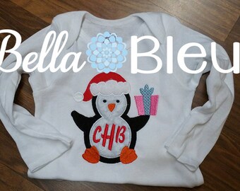 Monogram Christmas Embroidery Design, Monogram Penguin Applique Design, Christmas  Machine Applique Embroidery  Design