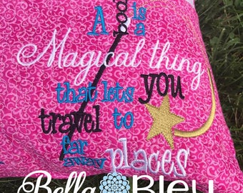 Reading Pillow Quote, Reading Pillow Embroidery design, Saying Quotes, Magical Place Saying Reading Pillow Quote words Instant download