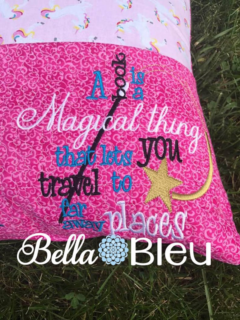 Reading Pillow Quote Reading Pillow Embroidery Design Saying Etsy