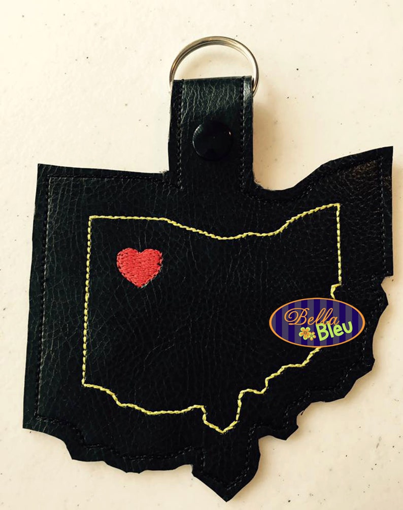 ITH in the Hoop Ohio State With Heart Key Luggage Tag Fob Etsy