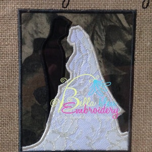 Wedding Bride and Groom Silhouette Applique  Machine Embroidery Design