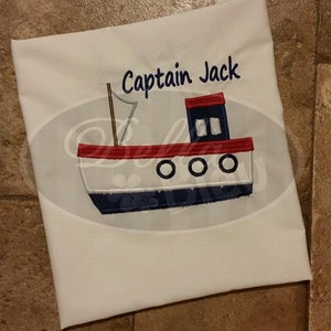 Nautical Tug Boat Applique Embroidery Design Monogram for Boys Instant Download