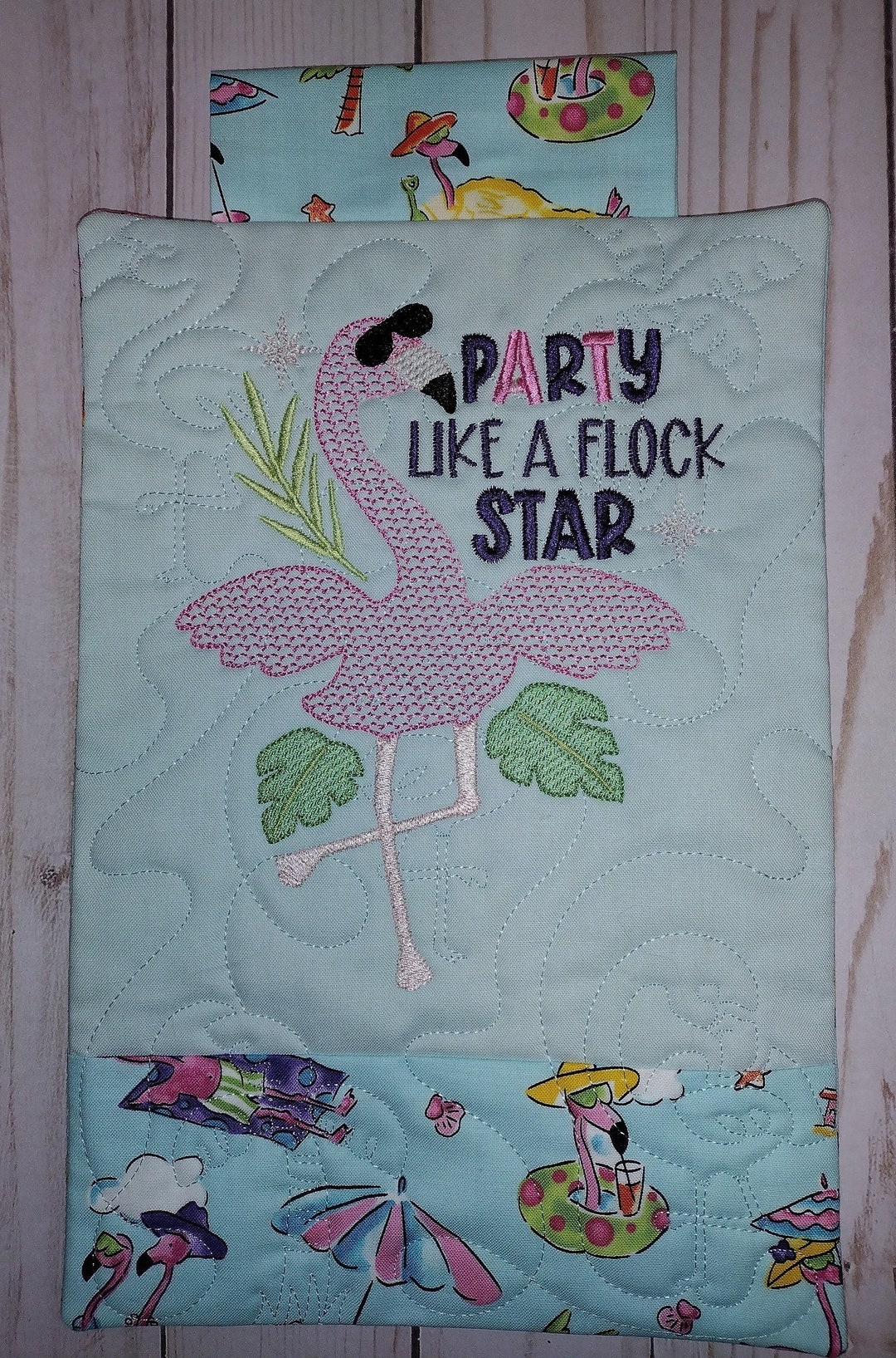 Stickdatei Flamingo, Stickdatei Party wie ein Flock Star Flamingo