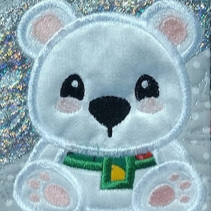 Winter The Polar Bear Applique Design - 5 sizes   - Instant Download - Machine Embroidery Design