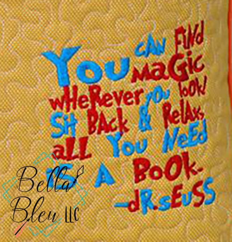 Reading Pillow Quote Reading Pillow Embroidery Design Etsy