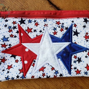 Descarga instantánea en el aro, monedero estrella, bolsa de cremallera diseño de bordado, diseño de bordado de la máquina
