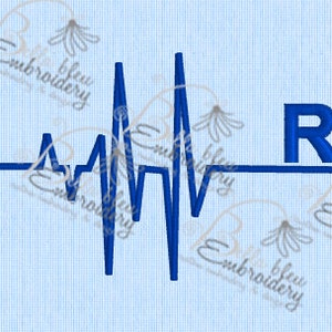 EKG Heartbeat heart beat of a RN fill machine Embroidery Designs Design
