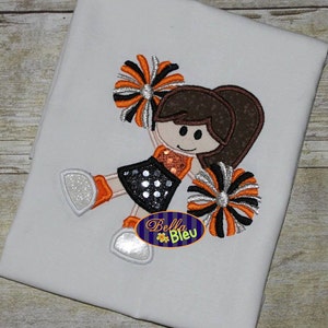 Adorable Cheerleader with Pom Poms Applique Embroidery Design Cheerleading Instant Download