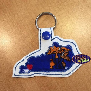 ITH in the hoop Kentuckty State Key Luggage Tag Fob Keychain machine embroidery Instant Download