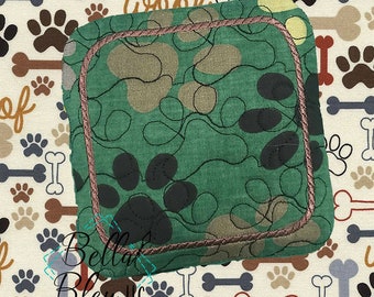Posavasos ITH - Posavasos con huella de pata bordado en el aro - Diseño de punteado para rescate de gatos y perros - Descarga instantánea - Diseño de bordado a máquina