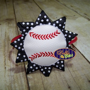ITH in the hoop Ribbon Baseball Flower Headband Topper & Bow holder machine embroidery Instant download