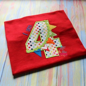 4 Fourth Birthday Age Raggy Banner Bunting  Embroidery Applique designmachine embroidery Instant download