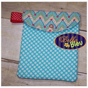 May include: Three different phone cases with a zipper, flap, and snap closure. The cases are made of fabric with different patterns, including camouflage, polka dots, and a chevron pattern. Each case has a Bella Bleu logo.