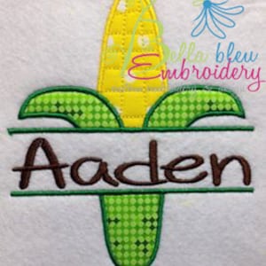 Split Ear of Corn on The Cob  Applique Embroidery  Design Monogram Personalize
