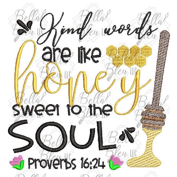 Oh honey Proverbs 16:24 Sketchy Embroidery Design -  Bee Sketchy Embroidery Design- Instant Download