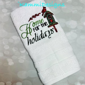 Christmas Embroidery Design -Home for the Holidays with Cardinal embroidery   - Scribble embroidery design - Instant Download