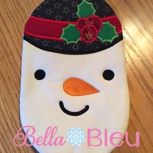 ITH Oven Kitchen Mitt, In The Hoop Snowman Kitchen Potholder Oven Mitt Machine Embroidery DesignInstant Download
