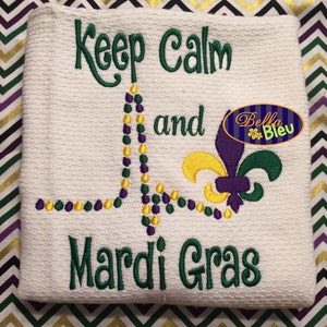 Mardi Gras Beads EKG Heartbeat Fleur de Lis machine  embroidery design